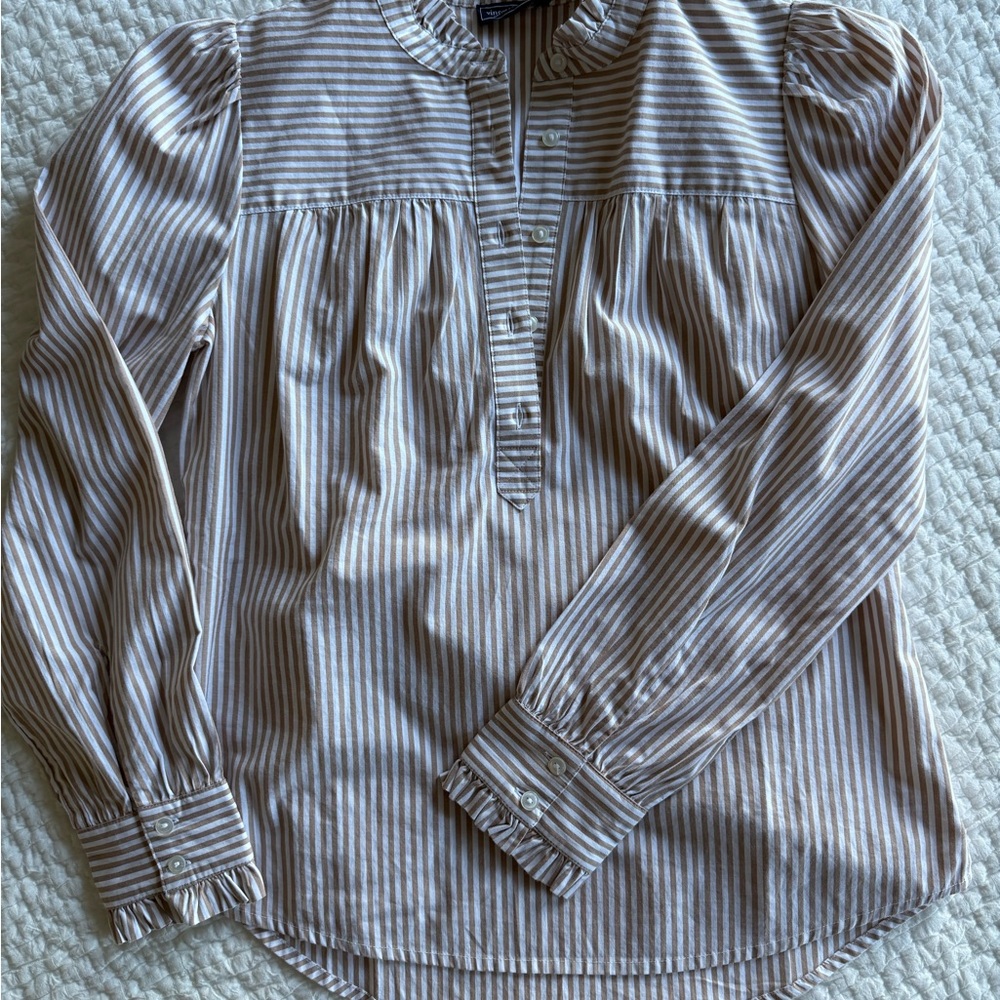 Vineyard Vines Tan and White Striped Shirt